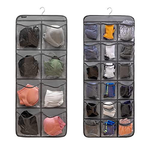 ANZORG Grey Dual-Sided Hanging Closet Organizer with 26 Pockets for Baby & Kids Storage
