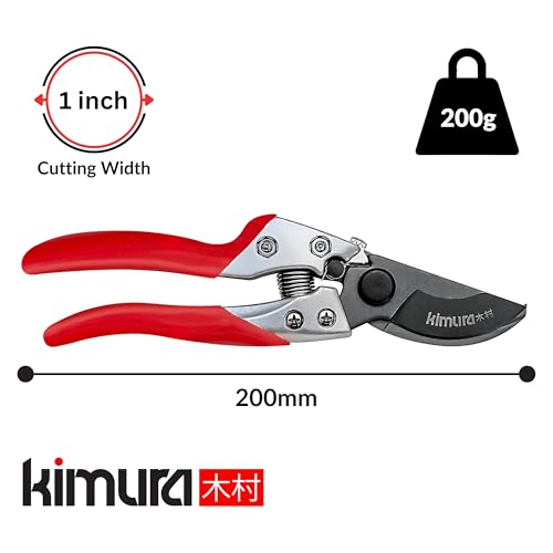 Kimura 8-Inch Pro Bypass Pruning Shears Japanese SK5 Steel Garden Clippers