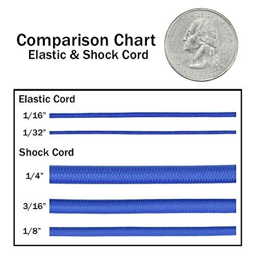 Paracord Planet Elastic Bungee Nylon Shock Cord 2.5mm 1/32", 1/16", 3/16", 5/16", 1/8”, 3/8", 5/8", 1/4", 1/2 inch Crafting Stretch String 10 25 50 & 100 Foot Lengths Made in USA