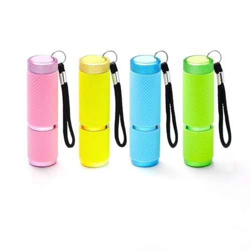 4 Pack Mini Flashlights, 9 LED Glow-in-The-Dark Aluminum Lights with Straps ? Perfect for Camping, Hiking, and Emergency