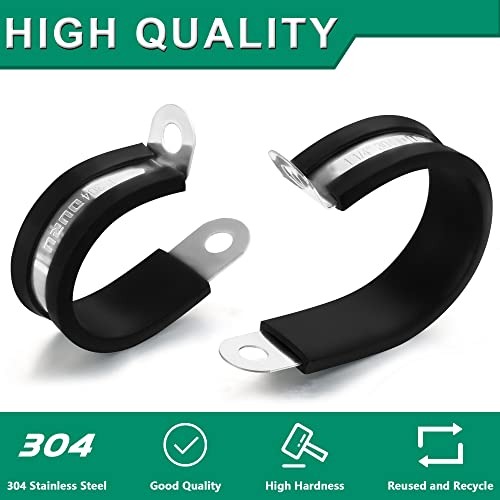 OURU 30pcs 3/8 Inch Stainless Steel Cable Clamps with Rubber Cushion, Insulated Wire & Pipe Support Kit