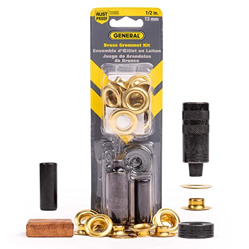 1/2-Inch Grommet Tool Kit with 12 Brass Grommets - Repair & Reinforce Tarps, Canopies, Fabric