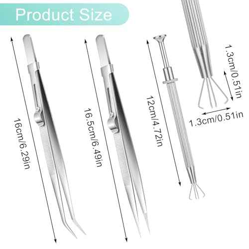 Bewudy 3Pcs Piercing Ball Grabber Tool Set, Diamond Tweezers Jewelers Holder Pick up Tool, Precision Stainless Steel Jewelry Locking Tweezers For Tiny Objects IC Chip Electronic Components