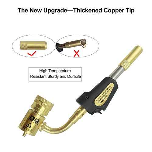 Gas Turbo Torch Tips with Adjustable Swirl Flame, Brazing Soldering Welding Plumbing Tool Home Accessory for MAP Pro and 1LB Propane Cylinders, Propane MAP Gas Torch Head with Trigger Ignition
