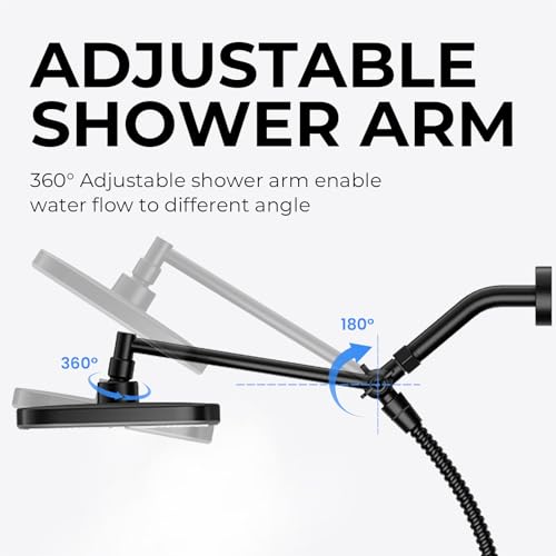 SeaCity Matte Black Rain Shower Head with Handheld & 5 Spray Modes - Wide Coverage Dual Shower System