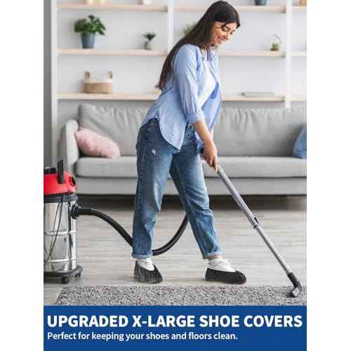 X-Large 50 Pack Shoe Covers Disposable Non-Slip, Black Non-Woven Fabric Boot Covers for Indoors Breathable Slip Resistant Durable Boot, Stretchable Fits Up to Size 13 US Men (Black, 50 Pack)