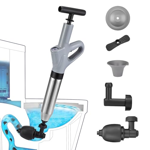 MaxxGeek High Pressure Toilet Plunger & Drain Blaster - Unclog Toilets & Sinks