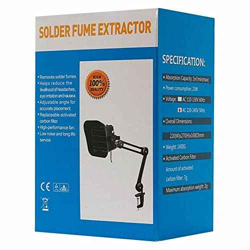 Soldering Smoke/Fume Extractor Absorber, ESD, Articulated Arm, 110 V, with Spare Filter
