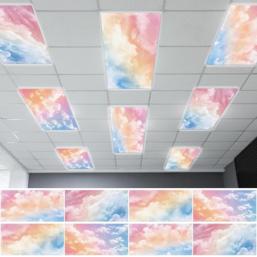 Pastel Cloud Fluorescent Magnetic Classroom Light Covers 8 Pack VELANORIQUE