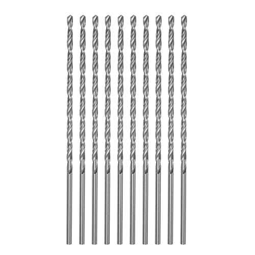 HARFINGTON 10pcs Extra Long Drill Bits, 3mm HSS Drill Bit with High Speed Steel Straight Shank 120mm Length for Metal Woodwork Plastic Aluminum Alloy