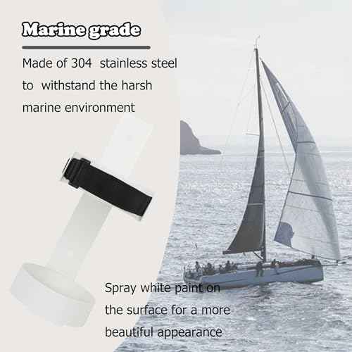 Boat Steel Fire Extinguisher Bracket,304 Stainless Steel Mounting Bracket with Adjustable Straps, Heavy Duty Fire Extinguisher Metal Bracket Compatible with Fire Extinguishers(White/Silvery) (White)