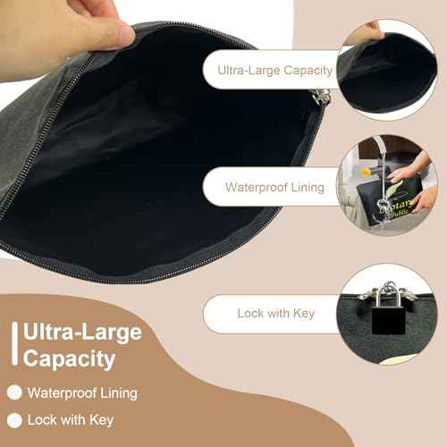 Notary Bag with Lock, 13x10''Waterproof Notary Supply Bag with 2 keys, Portable Security Storage Bag for Notary Journal, Stamp, Embosser, Ink Pad and Valuables(Pink)