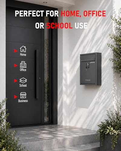 Uniclife Wall Mount Mailbox Locking Mailbox Black Key Lock