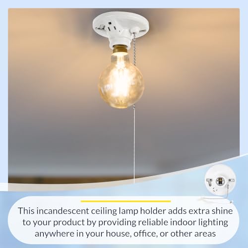 Saysurey Porcelain Light Socket with Outlet & Pull Chain - 1 Pack
