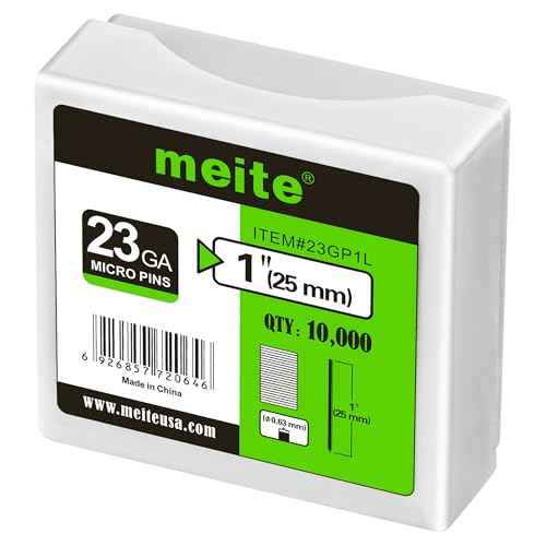 meite 23 Gauge Pin Nails, 1-Inch Micro Headless Piner Nails - Galvanized 23GA Pins Nails for Nail Gun, Ideal for Fine Woodworking and Trim Work (10,000 Counts)