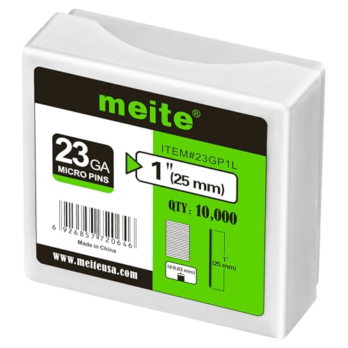 Meite 23 Gauge 1-Inch Headless Pin Nails - Galvanized for Fine Woodworking, Trim & Crafts (10,000 Count) - Variation 1