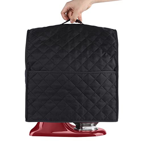Stand Mixer Cover for Bowl Lift 5-8 Qt, Kitchenaid Tilt-Head & Bowl Lift, 3 Pocket Bag Organizer, Waterproof, Easy-Clean (Black)