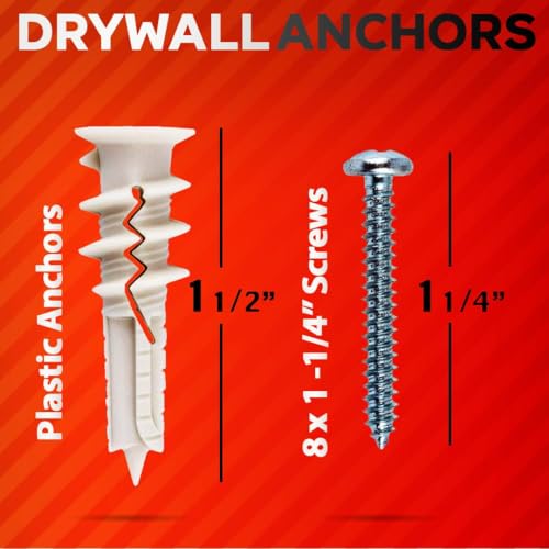 120PCS #8 Self Drilling Drywall Anchors and Screws Assortment Kit - CrimsonMark