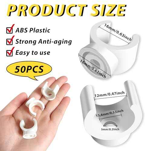 50 Pack 1/2 Inch PEX Clips, 16 mm Pipe Hangers Pipe Holder PEX Tubing Clamps PVC Water Pipe Support Pipe Clamp Tools, White Plastic U Pipe Clamp Tools