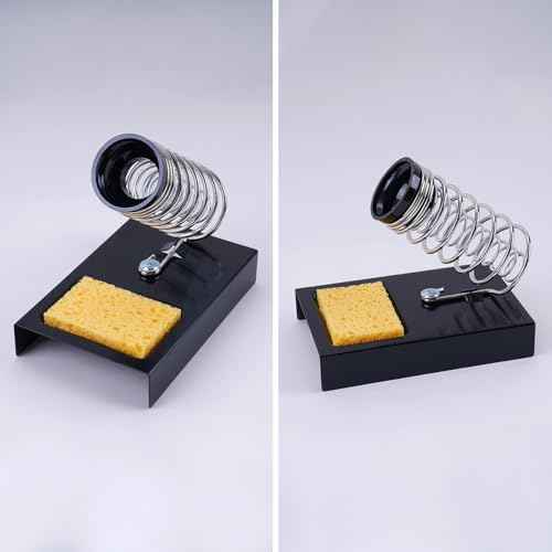 Noah 2-in-1 Soldering Iron Holder with Sponge, Soft sponge Tip Cleaner Kit, Heavy Metal Base, Black