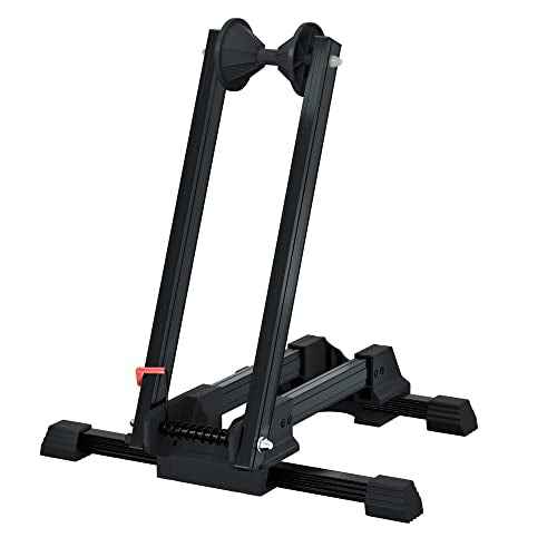 Sports Foldable Alloy Bicycle Stand Bike Floor Parking Rack Steady Wheel Holder Fit 20"-29" BikesIndoor Home Garage Cycling Storage Organizer Cycle Tires Rack Holder for Mountain and Road Bike