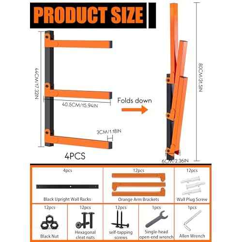Caliee lumber Storage Rack Wall Mount, Heavy Duty Wood Storage Racks With 6-Level System Holds Up to 1400 lbs, Garage Shelf Wall Mount, Basement, Workshop, Rustproof & Space-Saving Design (4)