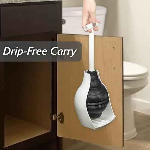 Korky BeehiveMAX Hideaway - Heavy Duty Toilet Plunger with Holder - Drip Free Carry - Seals All Bowl Shapes ? Powerful Clog Removal, 97-5