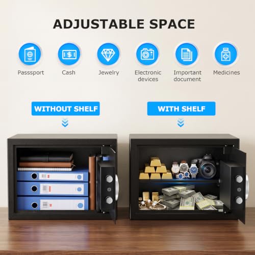 Bonsaii Safe Box with Electronic Keypad 0.6 Cu.Ft Home Office Security Safe