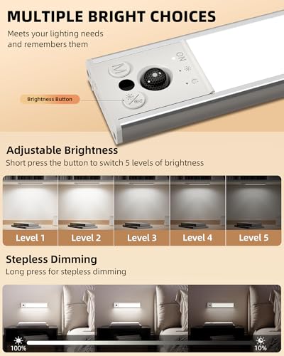 EZVALO 10-Inch White Rechargeable Under Cabinet Motion Sensor Light - 2 Pack