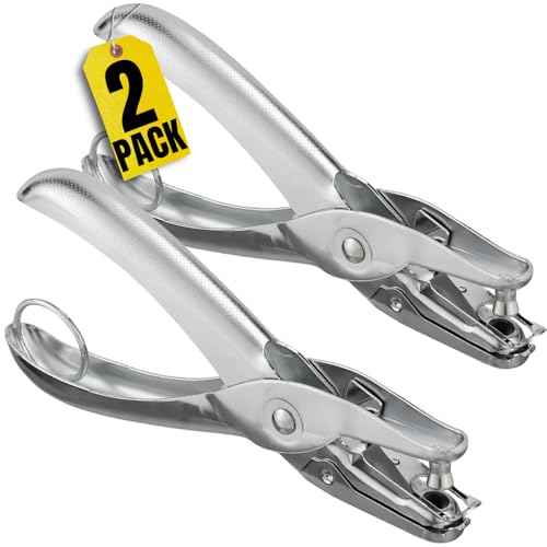 1InTheOffice Single Hole Punch, Ticket 1-Hole Puncher- Metal Hole Punchers - One Hole Puncher Heavy Duty - 5 Sheet Capacity, Silver (2 Pack)