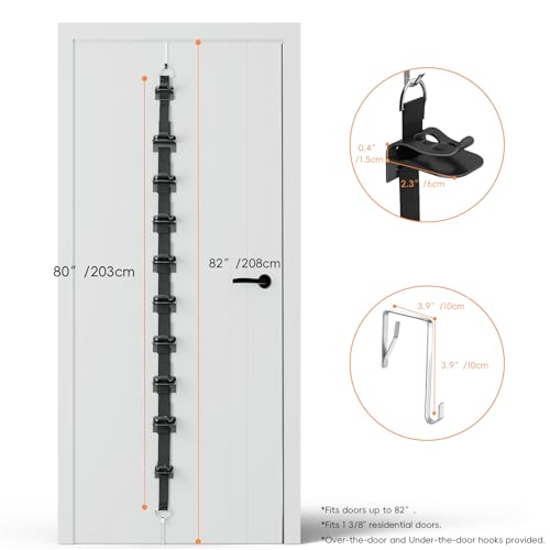Over-the-Door Hat Rack Organizer for 40 Caps, Black, 2 Strap-Up