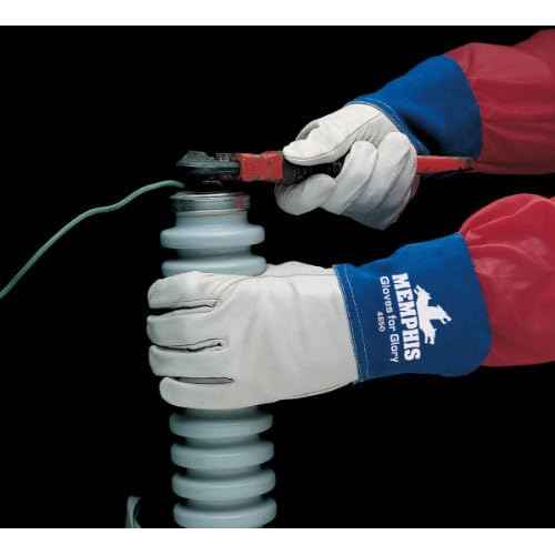 MCR Safety 4850L Gloves for Glory Premium Grain Goatskin MIG/TIG Welder Men's Gloves with Split Cow Gauntlet Cuff, Natural Pearl, Large, 1-Pair