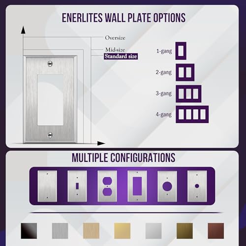 ENERLITES Stainless Steel Wall Plate 1-Gang Silver - Heavy Duty, Corrosion Resistant