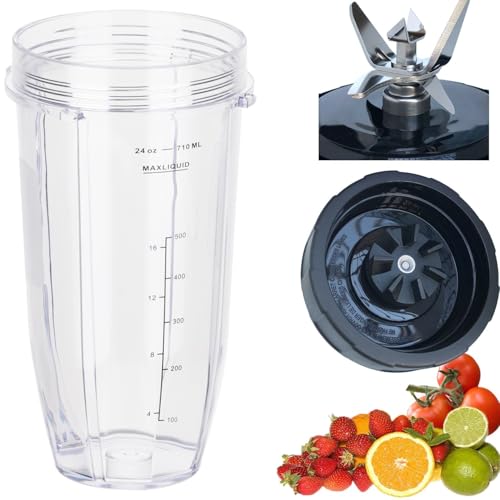 [New Model] 24oz Ninja Blender Replacement Blade & Cup (No Lid) for Nutri Ninja SS Series