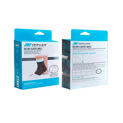 DonJoy Advantage DA161AV02-BLK-M Deluxe Elastic Ankle for Sprains, Strains, Swelling, Black, Medium fits 8.5", 9.5"