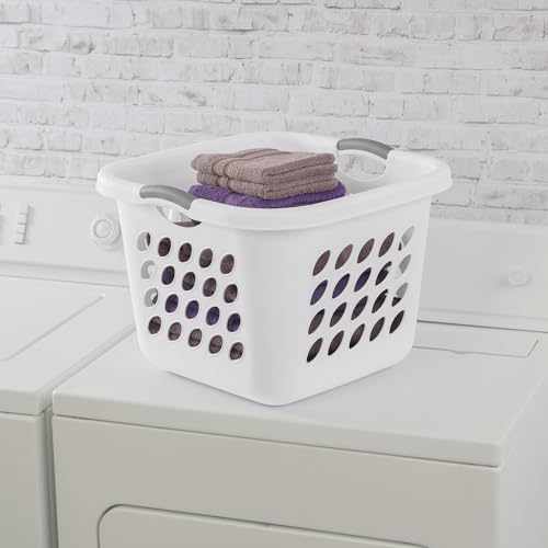 PEtbon 1.5 Bushel Square Laundry Basket White with Handles