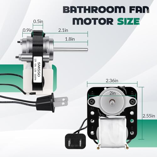 Znektis Universal Quiet Bathroom Exhaust Fan Motor Kit - 50 CFM, 120V, DIY Replacement