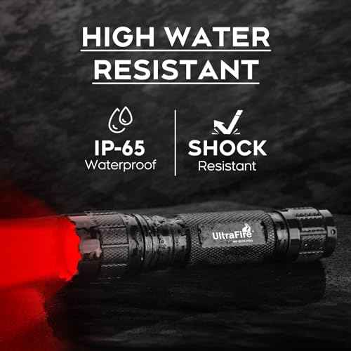 ULTRAFIRE Red LED Flashlight, 10W Single Mode Red Light Flashlight for Night, High Power Small Red Night Light for Astronomy, Aviation, Hunting, Night Observation WF-501R PRO