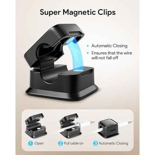 8 Pack Cord Organizer Holder,Costop Strong Adhesive Desk Cable Management Magnetic Easy Open,Organize Phone Charging Cords Wire Holder Organizer Neatly for Home,Office,Car,Desk,Nightstand