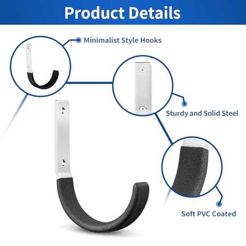 Heavy Duty Steel Garage Hooks,Garage Storage Utility Hooks,Heavy Duty Garage Garden Tool Organizer,Steel Wall Mount Hooks, Garden Hose Hanger, Small U Hooks (Black 2 Pack)