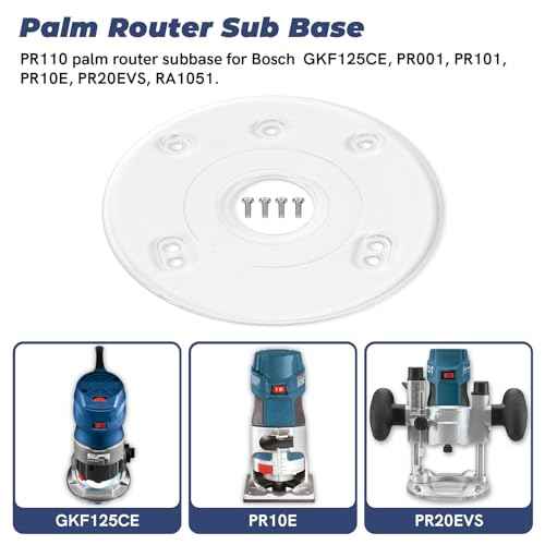 PR110 Palm Router Subbase, Router Base Plate with Screws for BOSCH RA Threaded Templet Guides, Router Guard Base Plate for Bosch GKF125CE, PR001, PR101, PR10E, PR20EVS, RA1051