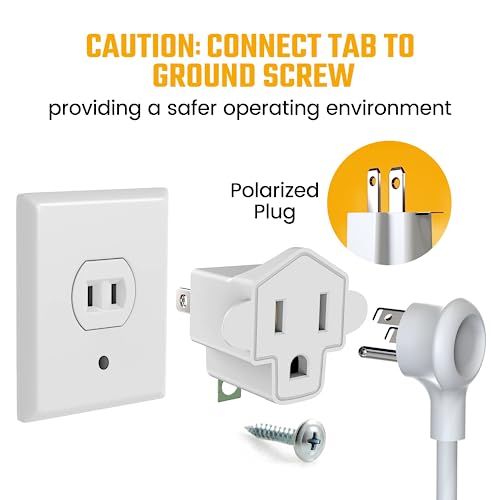 JACKYLED 4-Pack Fireproof 3 Prong to 2 Prong Electrical Adapter, Ivory White