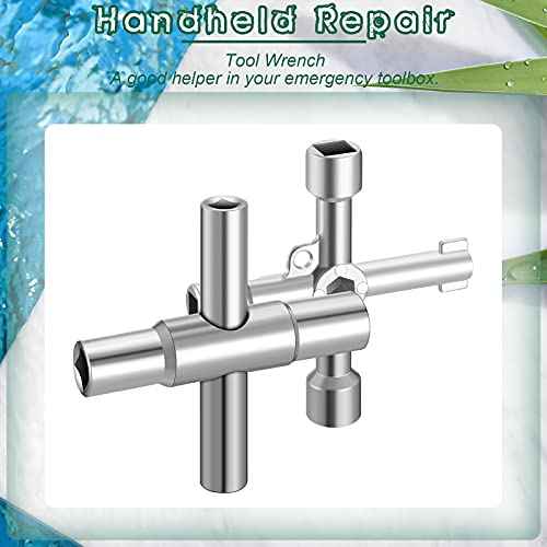 Chumia 2 Pieces Water Key 4-way 6-way Sillcock Wrench Handcuff Key Kit Utility Multifunctional Repair Tool Elevator Faucet Wrenchfor Valve Faucet Cabinet Opening and Spigots