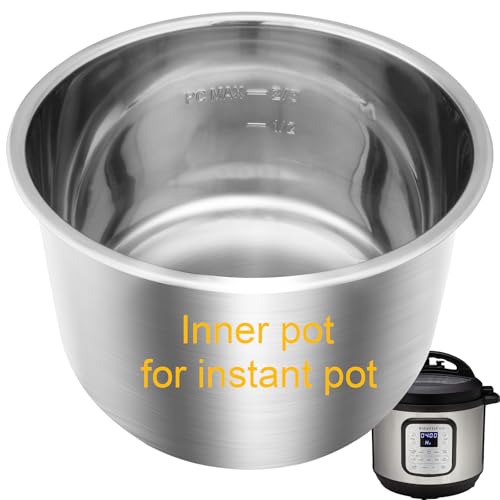 6QT Stainless Steel Inner Pot for Instant Pot – 304 Food-Grade Replacement (No Teflon) 18/8, Thick 3-Ply Base