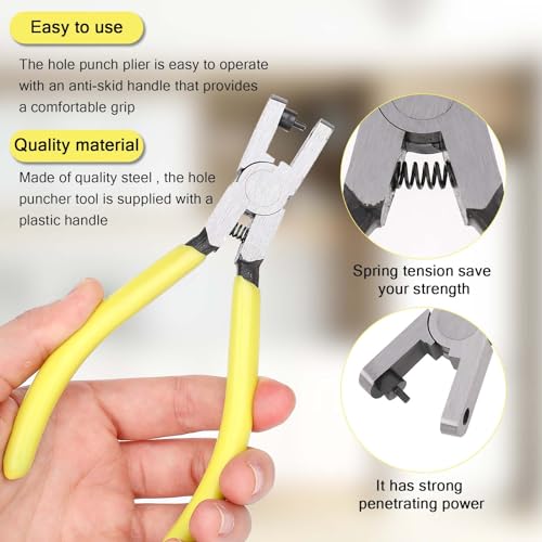 Watch Band Leather Hole Punch Plier Universal 2.0mm Shoe Strap Hole Puncher Wrist Belt Punch Hole Tool Puncher Pliers Repair Tools Suitable for Belts, Shoes, Fabric, DIY Crafts Projects, Dog Collars