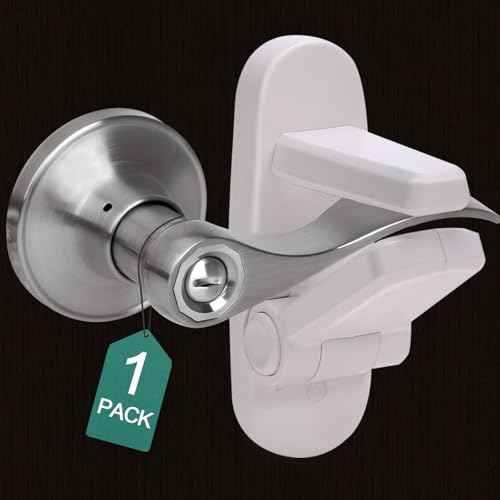 Childproof Door Lever Lock(1 Pack) Door Locks Handle for Kids Safety,Preventing Babies From Opening Doors,3M Adhesive and Tool-free Installation,Durable ABS.