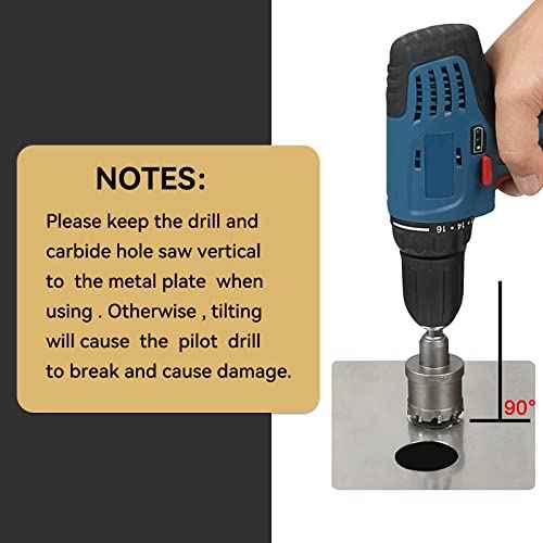 1/2" (13mm) Tungsten Carbide Tipped Hole Saw with 2Pcs Titanium-Plated Pilot Drill Bits for Hard Metal,Stainless Steel,Iron,Aluminum Alloy,Wood and Plastic