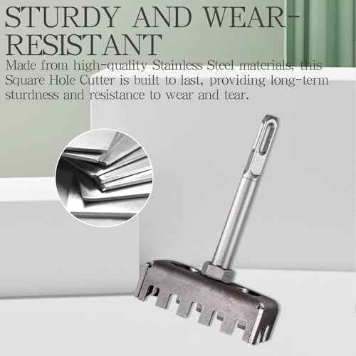 86 Junction Box Square Hole Punch Tool - Heavy-Duty Electric Hammer Drill Bit with Trapezoidal Teeth, No-Wall-Damage Quick-Cut Chisel for Electricians & Concrete Walls