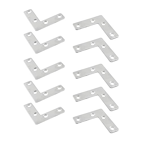 Hordion 10Pcs 2x2 Inch Silver L-Shaped Corner Brackets - Furniture Repair Plates