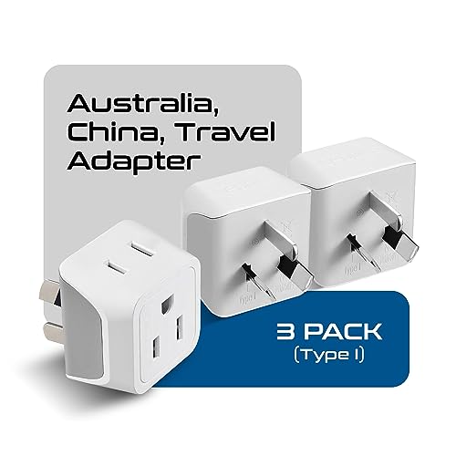 Ceptics Australia Plug Adapter 2-in-1 Type I Dual US Input White Gray 3 Pack